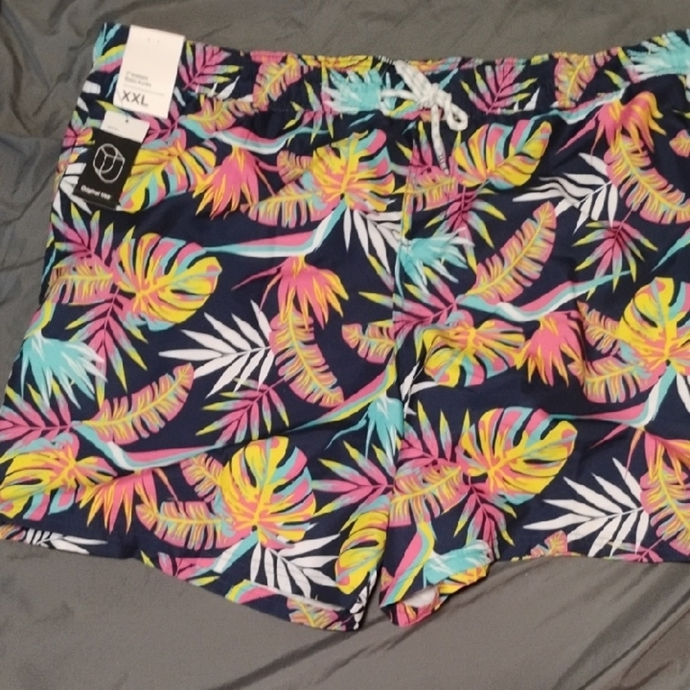 Original Use Pink and Yellow Cargo Shorts with Tropical Flair